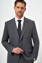 Men's Anthracite Polyviscose Basic Plain Pattern Dynamic Fit Mono Collar Suit - 4