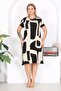 Women's Black Beige Asymmetrical Pattern Stretchy Viscose Basic Dress - 4
