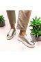 Women's Silver Genuine Leather Sports Sneaker Lace-Up Daily Use Soft Lightweight & Comfortable Sole - 4