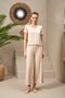 25109 Women's V-Neck Short Sleeve Loose Leg Pajamas Set