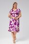 Plus Size V-Neck Short Sleeve Woven Ethnic Pattern Viscon Comfort Dress Purple - 8