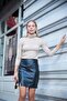 Women's Light Lycra Leather High Waist Slit Above Knee Pencil Skirt-Black - 3