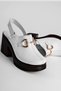 Boris Women's Genuine Leather Buckle Detailed Closed-Front Heeled Shoes - White - 5