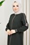 Khaki Abaya with Piping Detail - 4