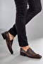 Genuine Leather Leather Pieced Laceless Brown Men's Classic Shoes - 2