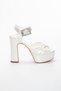 Platform Satin Stone Mother of Pearl Women's Heeled Evening Dress Shoes - 5