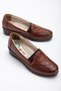 Genuine Leather Embroidery Detailed Skin Tan Large Size Women's Shoes Daily
