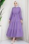 Gathered Buttoned Ayrobin Dress Lilac