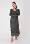 Italian 2 Size Slim Showing Layered Long Sleeve Silk Dress - 2