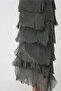 Italian 2 Size Slim Showing Layered Long Sleeve Silk Dress - 5