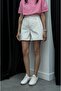Ecru Basic Denim Shorts - 8
