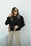 Black Wide Pocket Bomber Jacket - 2