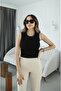 Black Basic Corded Crop - 2