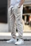 Beige Men's Fleece Sweatpants with Elastic Cuffs 6555 - 3