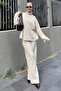 Ecru Long Sleeve Knitwear Sweater Trousers Double Set Mg2173 - 5