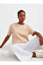 31218 Cotton T-Shirt with Stitching Details-Beige - 3