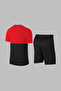 Men's Red Dri-Fit Unprinted Round Neck Short Sleeve T-Shirt Shorts Bottom Top Set (S-3Xl) - 4