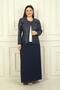 Women's Pulpayet Jacket Half Moon Sleeve Blouse Lined Crepe Long Skirt Large Size 3 Piece Set - 3