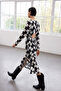 Limited Edition Siyah Geometrik Desenli Düz Kesim Midi Dokuma Elbise TWOAW25EL00290 - 3
