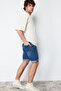 Indigo Slim Fit Tırmık Destroylu Denim Kot Şort TMNSS21SR0727 - 8