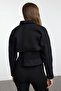 Black Oversize Waist Knitwear Detailed Cashmere Slim Jacket Coat Twoaw25Mo00178 - 5