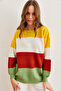 Women's Mint Yellow Color Block Thin Knit Sweater Kzk-19000814 - 3