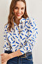 Women's Navy Blue Cuffed Linen Shirt Gml- 19001248