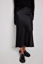 Black Satin Midi Skirt - 3