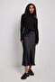Black Satin Midi Skirt