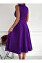 Women's Imported Crepe Fabric Double Breasted Collar Skirt Flared Sleeveless Mini Dress - 3