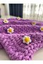 Puffy Hand Knitted Daisy Baby Blanket 95x95cm - 3