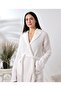 White Unisex Hooded 100% Organic Cotton Waffle Bathrobe - 6