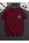 Women's Burgundy Oversize Butterfly Front Printed T-shirt