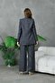 Black Tuxedo Jacket and 4 Button Loose Pants Women's Suit - 4