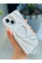 Apple iPhone 13 - 14 - 15 Compatible 3D Matte Satin Heart Embossed Patterned Anti-Impact Silicone Case - 4