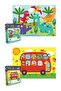2-Piece Children's Puzzle - 24 Pieces Cute Dinosaurs and 50 Pieces Bus with Animals - 2