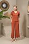 25109 Women's V-Neck Short Sleeve Loose Leg Pajamas Set - 2