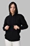Black Zippered Oversize Pocket Cardigan Jacket Unisex 3 Thread Winter Teddy Bear Printed Cotton Embossed - 5