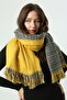 Saffron Plaid Patterned Winter Scarf - Elegance and Warmth Designed Sal1212 - 2