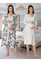Women's and Women's Nightgown with Dressing Gown Set of 2 Ecru