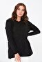 Women's Silvery Sweater with Buttons on the Sides and Skirt, Black