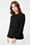 Women's Crew Neck Seamless Knitted Sweater Black - 5