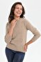 Women's Zero Collar Seamless Skirt and Long Sleeve Elastic Wool Sweater K.Beige - 7