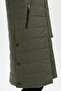 Women's Hooded Fur Long Quilted Coat Green - 4