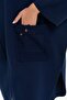 Women's Stand Collar Pocket Rose Embroidered Zippered Poncho Navy Blue - 4