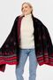 Women's Knitwear New Year Patterned Shawl Black - 8