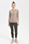 Women's Zero Collar Seamless Hair Braided Cardigan Mink - 3