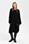 Women's Stand Collar Sleeve and Pocket Embroidered Poncho Black - 6