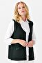 Women's V-Neck Shoulder Pocket Cover Felt Embroidered Buttoned Vest Green - 5