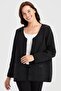 Women's V-neck Shoulder and Pocket Felt Embroidered Wool Jacket Black - 7
